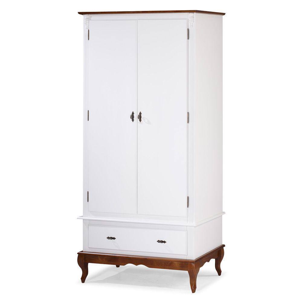 Guarda Roupa Solteiro 2 Portas 1 Gaveta 60406 Linz Móveis - Branco/Imbuia