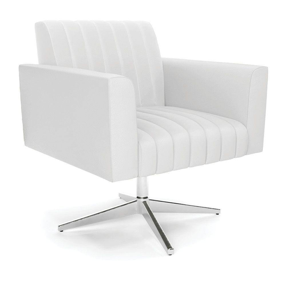 Poltrona Giratória Viena Gomada Corino Branco Base Cromada - D`Rossi