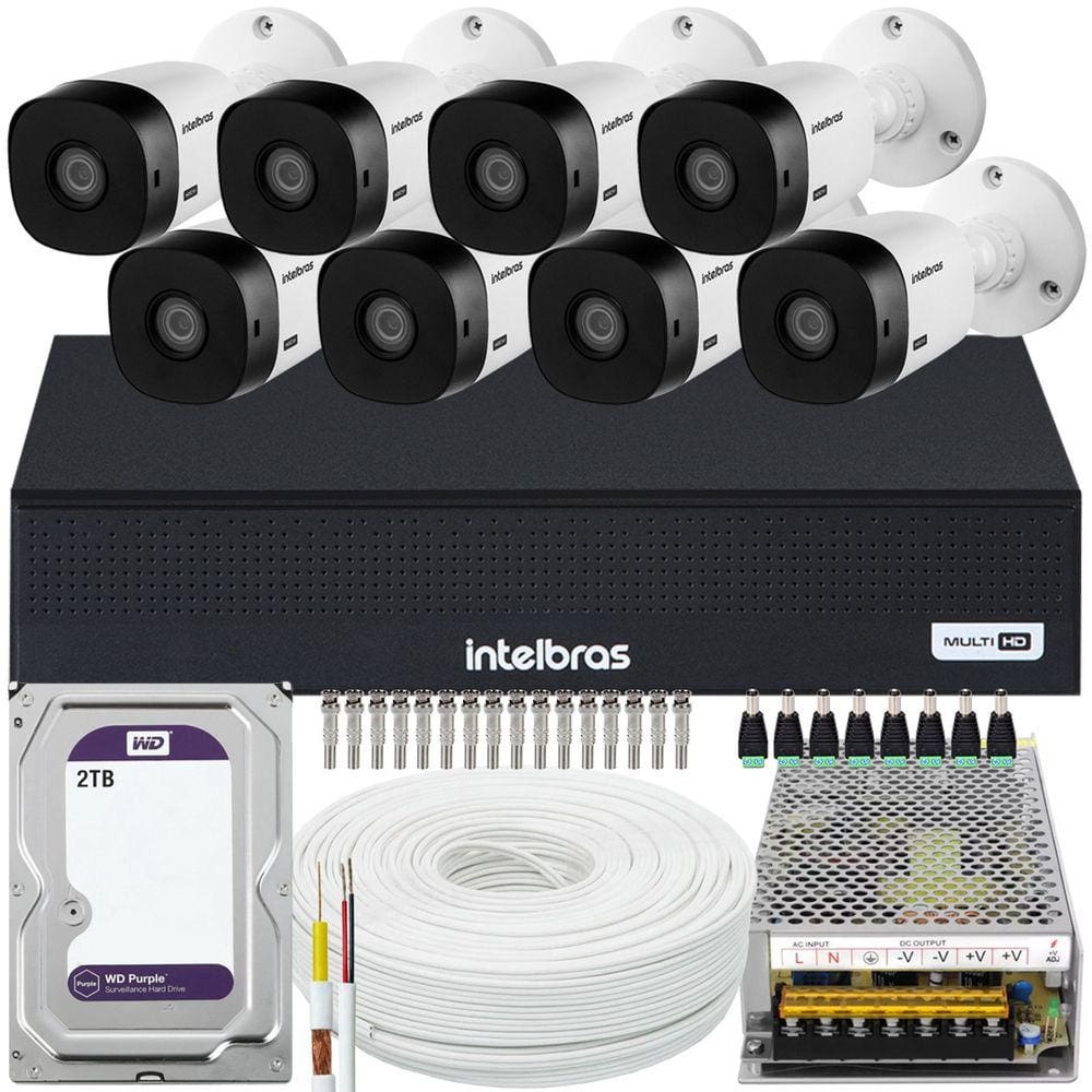 Kit Intelbras 8 Câmeras Segurança Hd 1108 2tb Purple