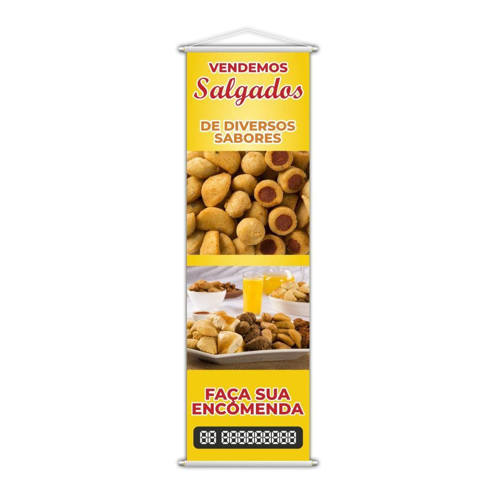 Banner Temos Salgados Encomenda Diversos Sabores 100X30Cm