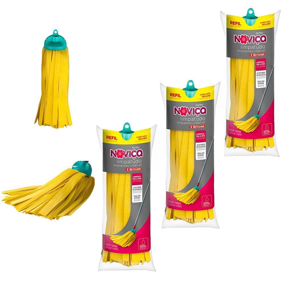 Kit 3 Refil Mop Noviça Esfregão LimpaTudo Absorve Água Chão Casa 138R Bettanin