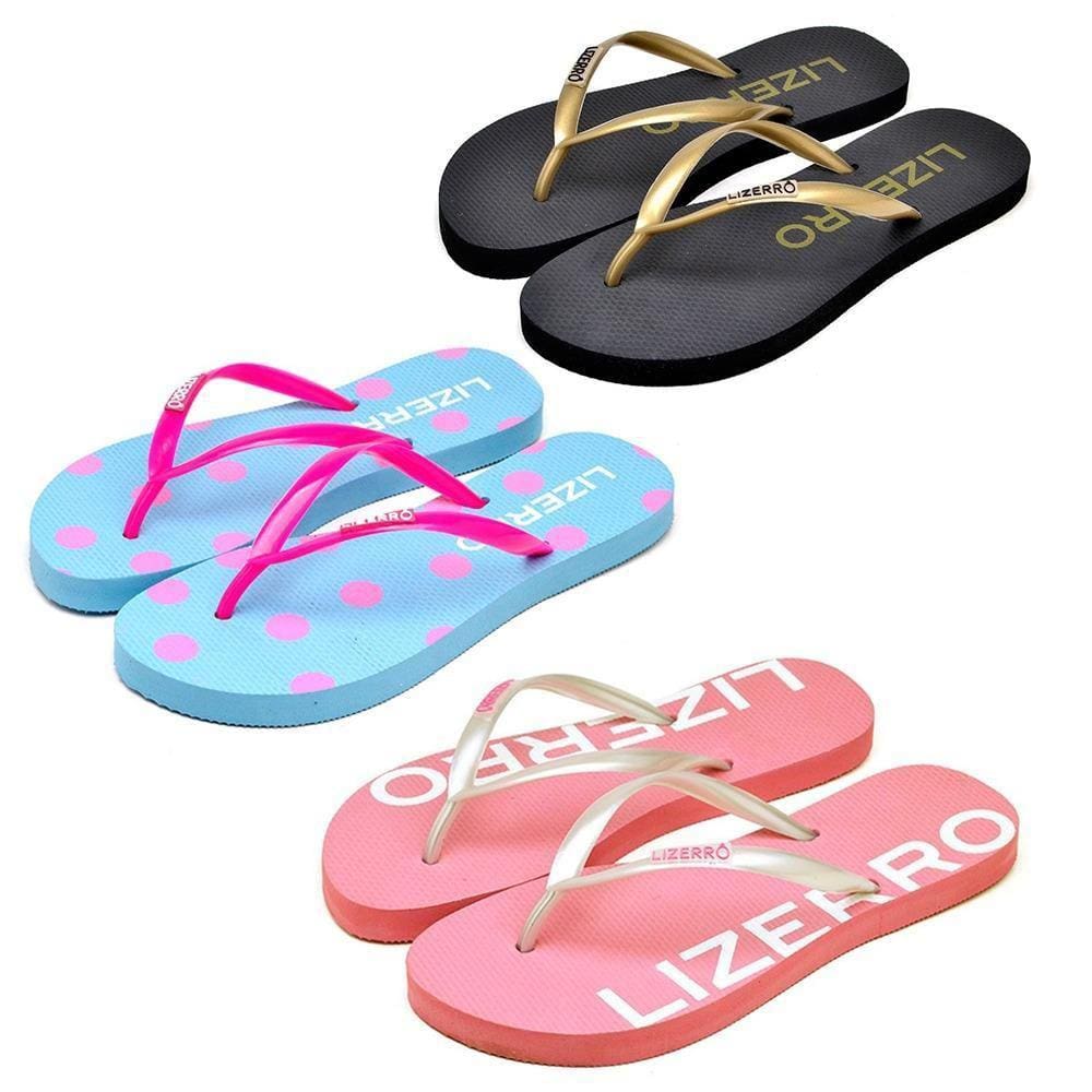 Chinelo Feminino Tiras Borracha Kit 3 Moderno