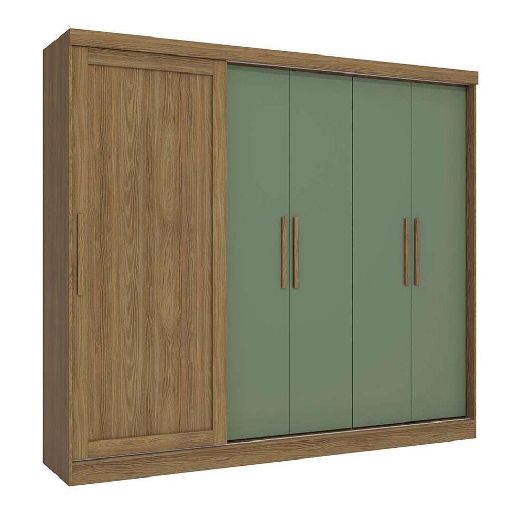 guarda-roupa casal tormaline 5 pt 4 gv nogueira e verde oliva