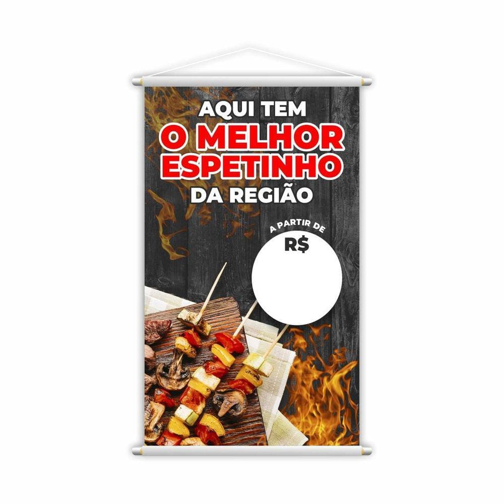 Banner Melhor Espetinho Carne Preço Fundo Branco Grande