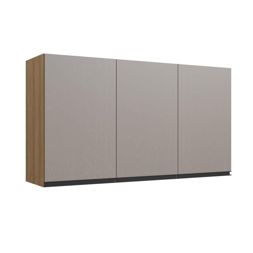 Armário Aéreo de Cozinha 120cm 3 Portas Montana/Fumê
