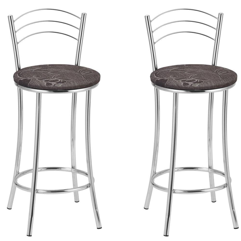 Kit 2 Banquetas Cromadas BC26-B B206 Cromado/Marrom