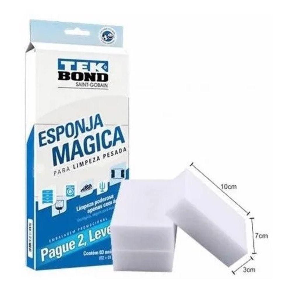 Kit Com 06 Esponja Magica Tekbond Bucha Limpeza Pesada Tira mancha Limpa Tudo