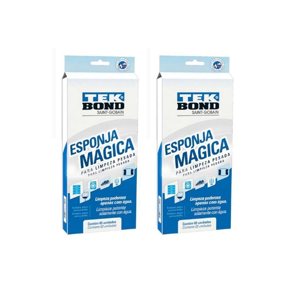 Kit Com 06 Esponja Magica Tekbond Bucha Limpeza Pesada