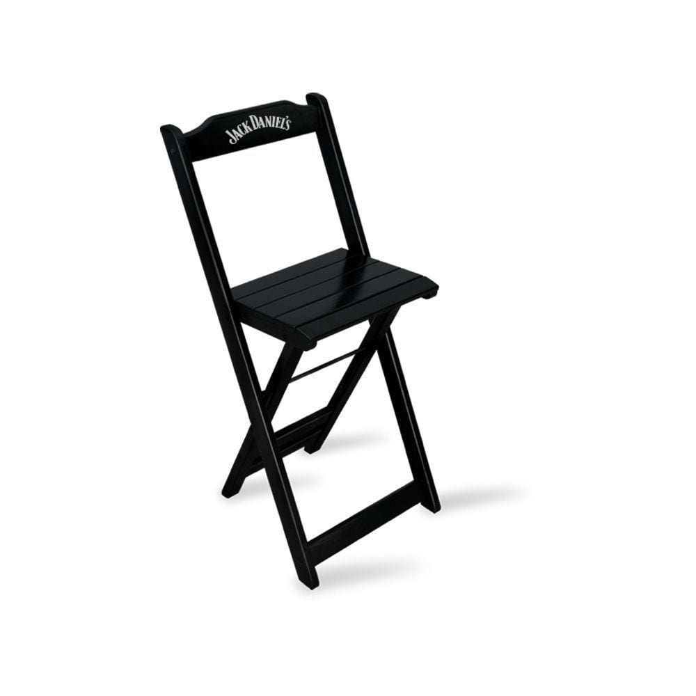 Banqueta Bistrô De Madeira Dobravel Jack Daniel`s Preta Ideal Para Bares E Restaurantes - Cor: Preto