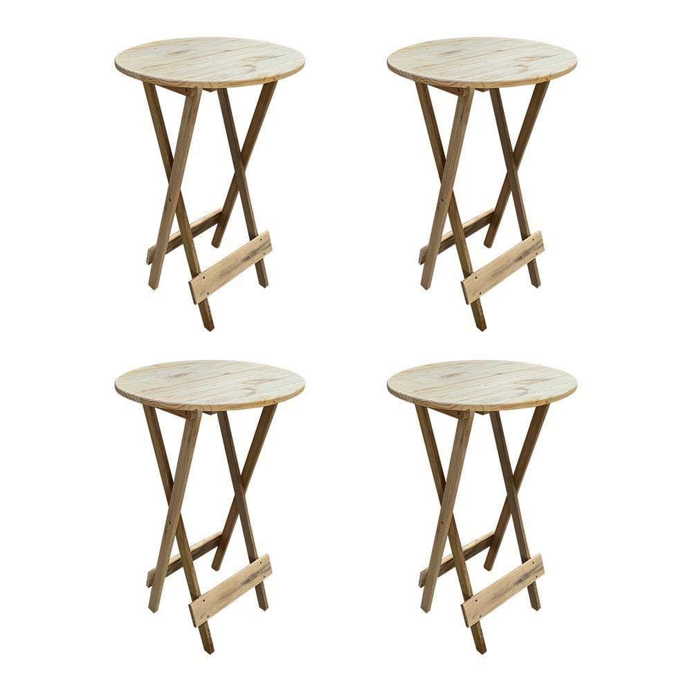 Kit 4 Jogos De Mesas Bistrô Dobrável Em Madeira Padrão - Sem Pintura / Crua - Marrom
