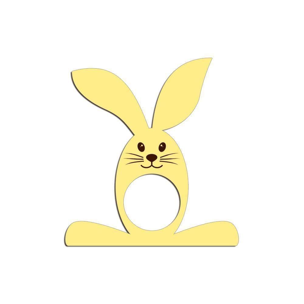 Porta Guardanapo Coelho Com Carinha 9cmx9,8cm Kit 4 Peças - Cria Arte Laser Amarelo