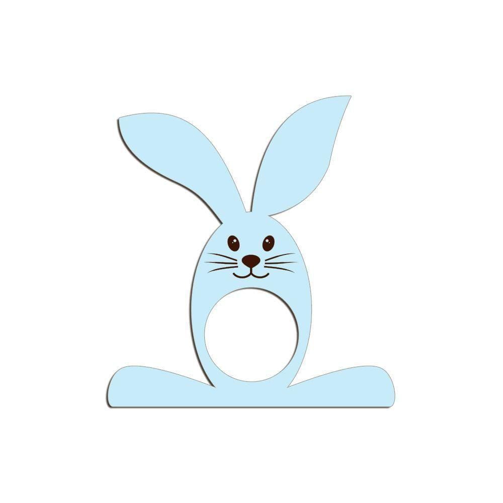 Porta Guardanapo Coelho Com Carinha 9cmx9,8cm Kit 4 Peças - Cria Arte Laser Azul Claro