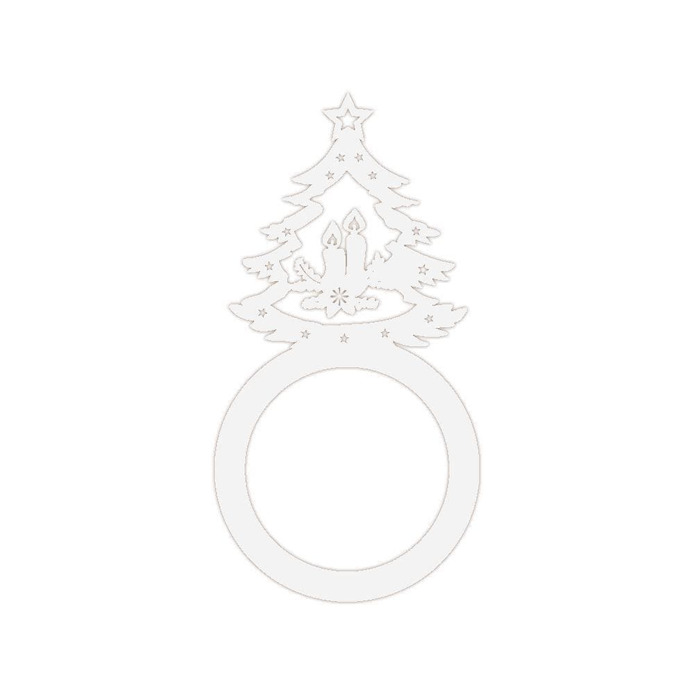 Porta Guardanapo árvore De Natal Kit Com 4 Peças 4,5cmx8,5cm - Cria Arte Laser Branco