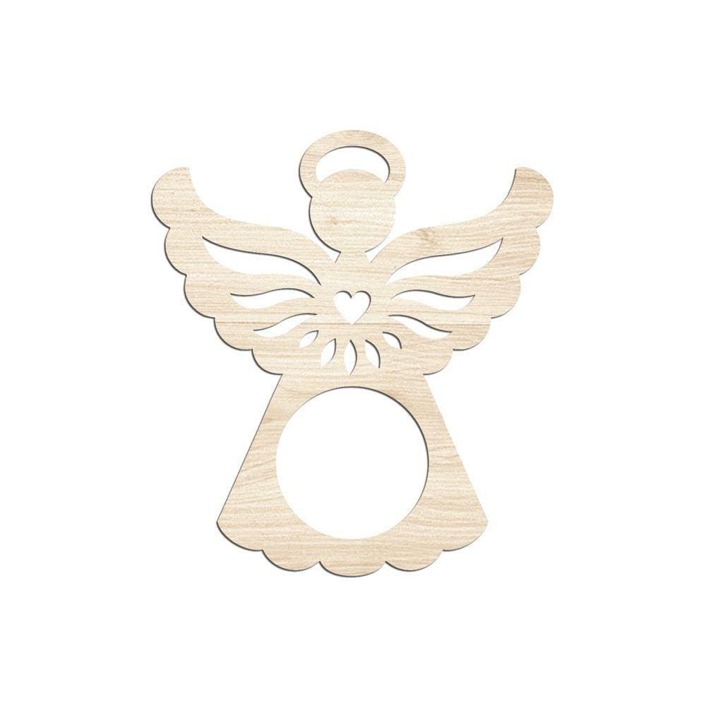Porta Guardanapo Anjinho Kit Com 4 Peças 7cmx8cm - Cria Arte Laser Madeira Clara