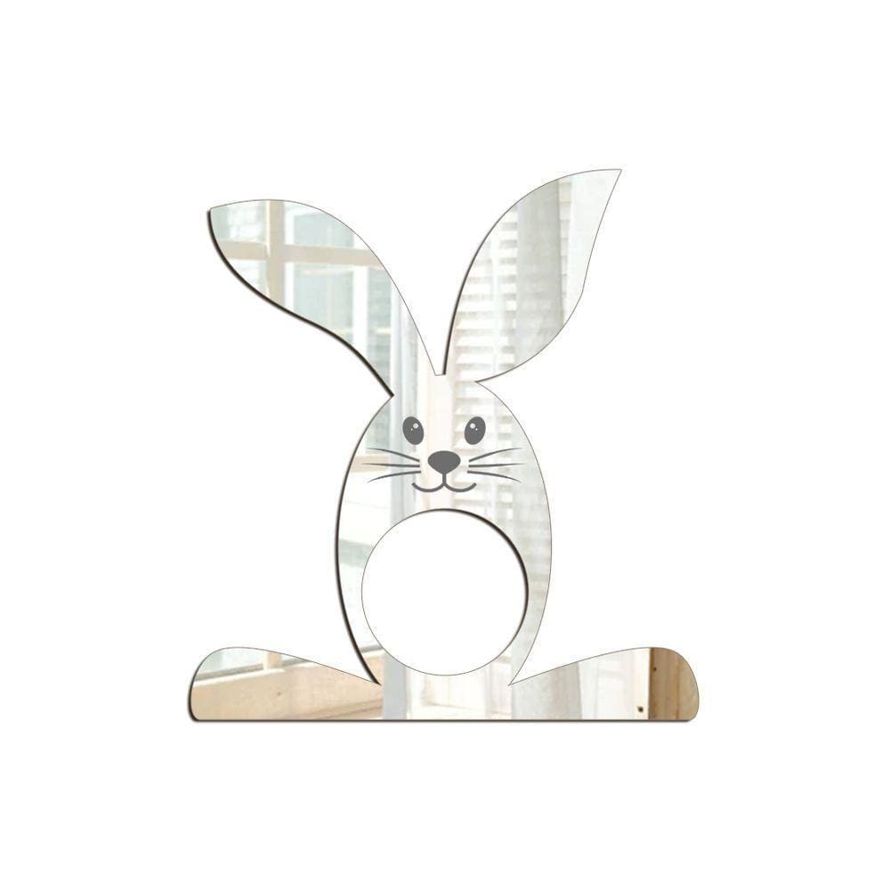 Porta Guardanapo Coelho Com Carinha Espelhado Kit 4 Peças 9cmx9,8cm - Cria Arte Laser Prata