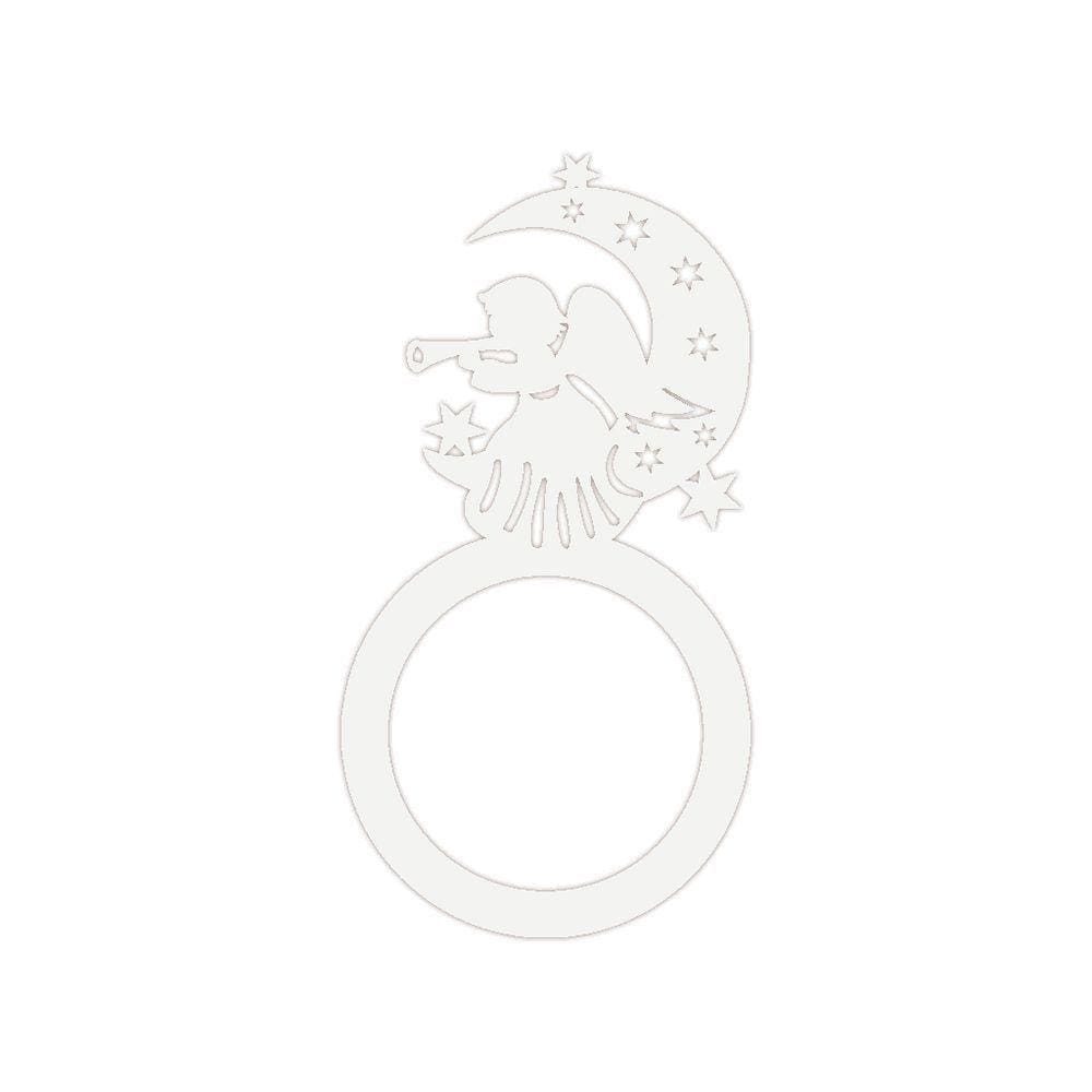 Porta Guardanapo Anjo De Natal Kit Com 4 Peças 4,5cmx8,5cm - Cria Arte Laser Branco
