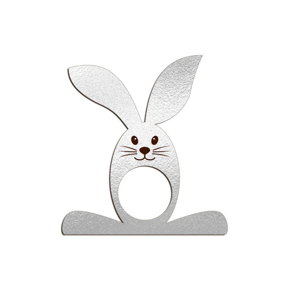 Porta Guardanapo Coelho Com Carinha 9cmx9,8cm Kit 4 Peças - Cria Arte Laser Prata