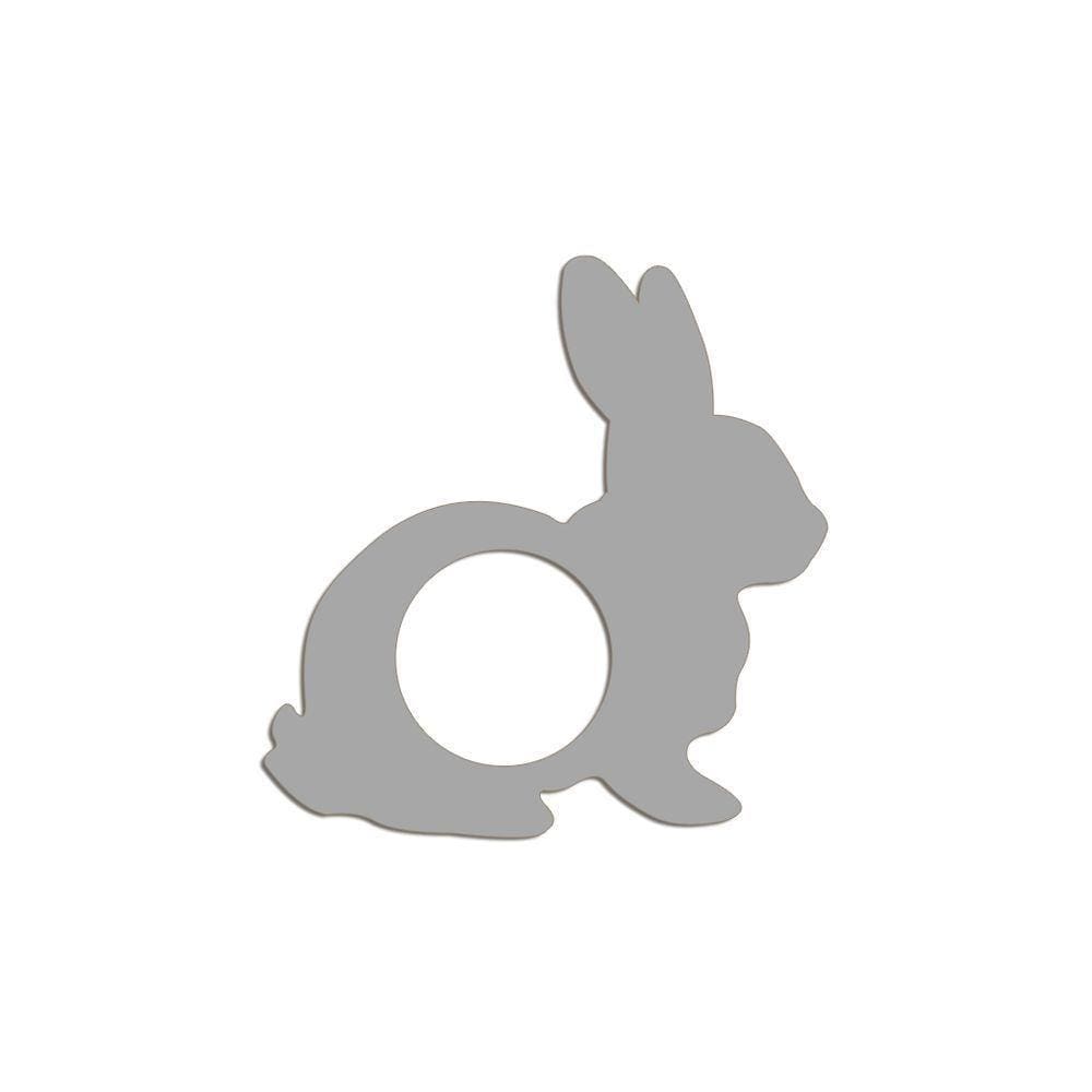 Porta Guardanapo Coelho Kit 4 Peças 8cmx8cm - Cria Arte Laser Cinza Claro