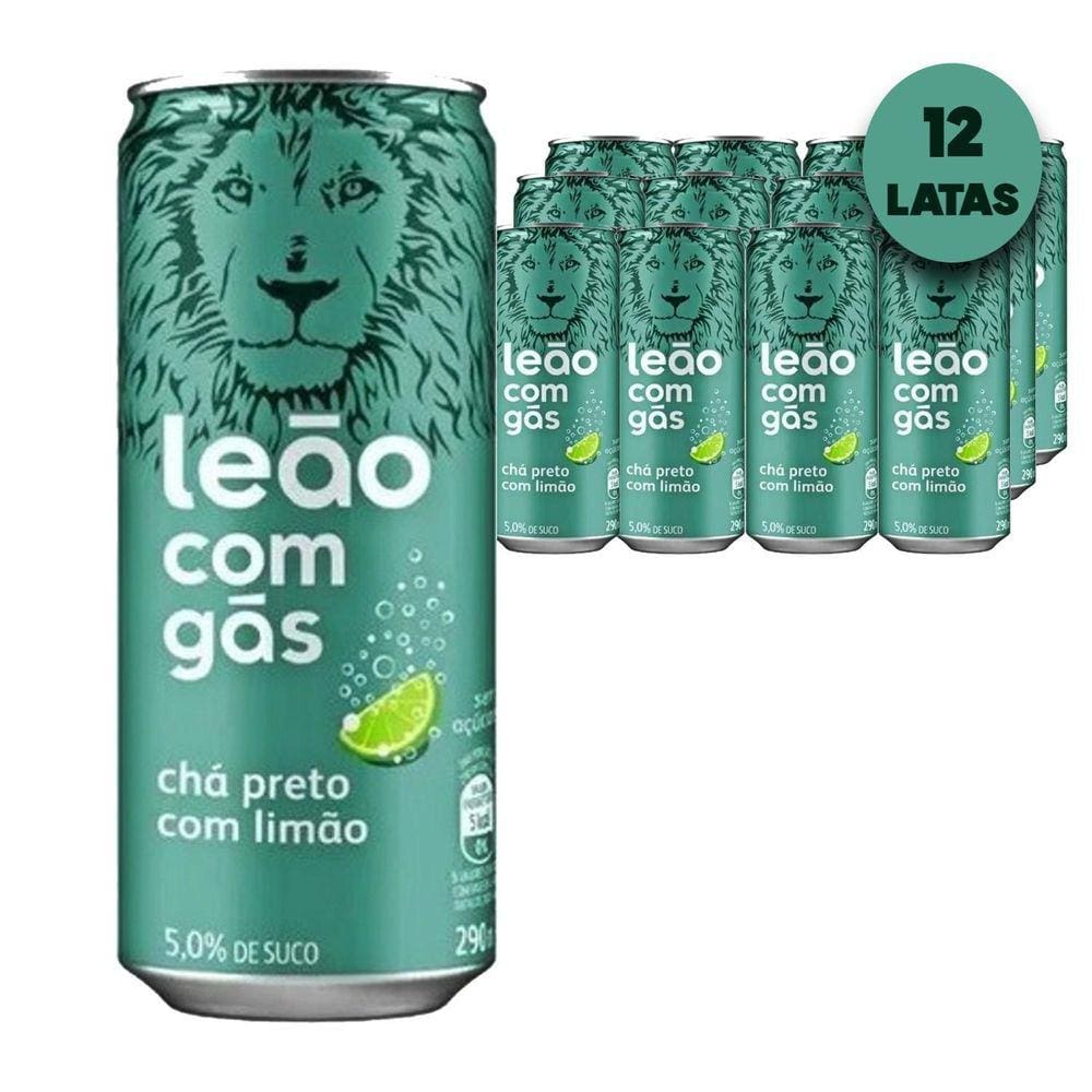 Chá Preto Com Limão Com Gás Leão Iced Tea 290Ml 12 Latas