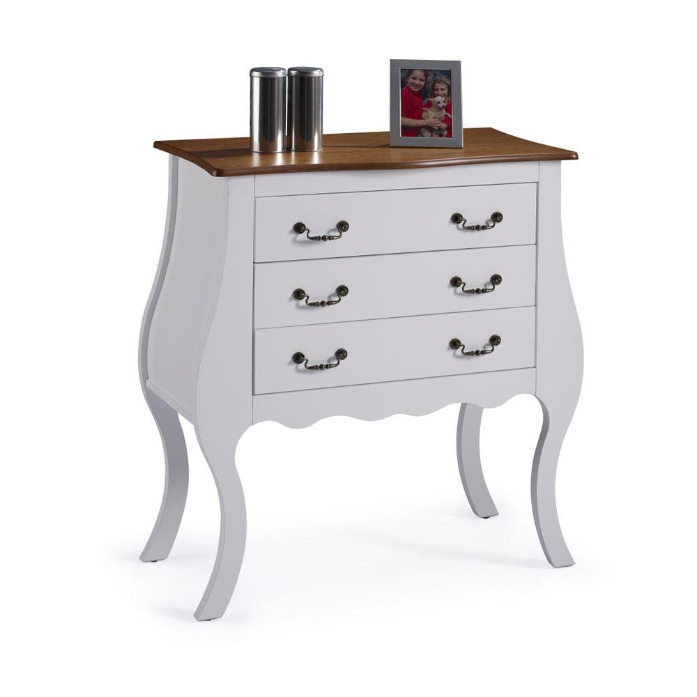 Cômoda Bombê 1023 Linz Móveis com 3 Gavetas Branco/Imbuia Glazer