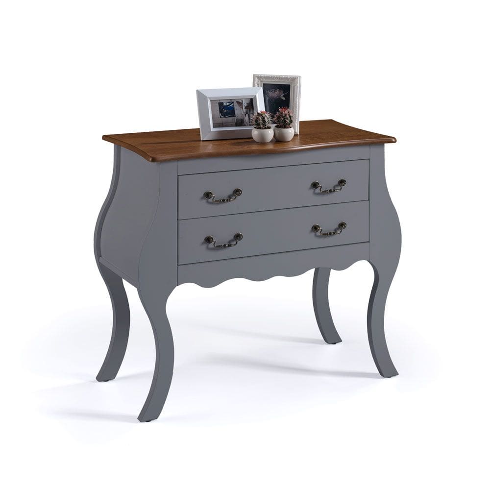 Cômoda Bombê com 2 Gavetas Linz Móveis 1007 - Cinza/Imbuia Glazer