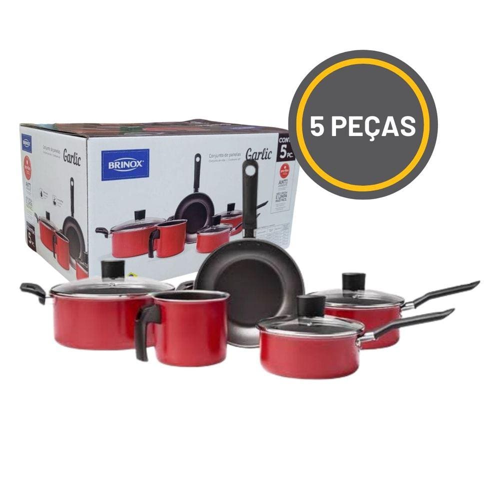 Conjunto Jogo de Panelas Antiaderente Brinox Garlic 5 Peças