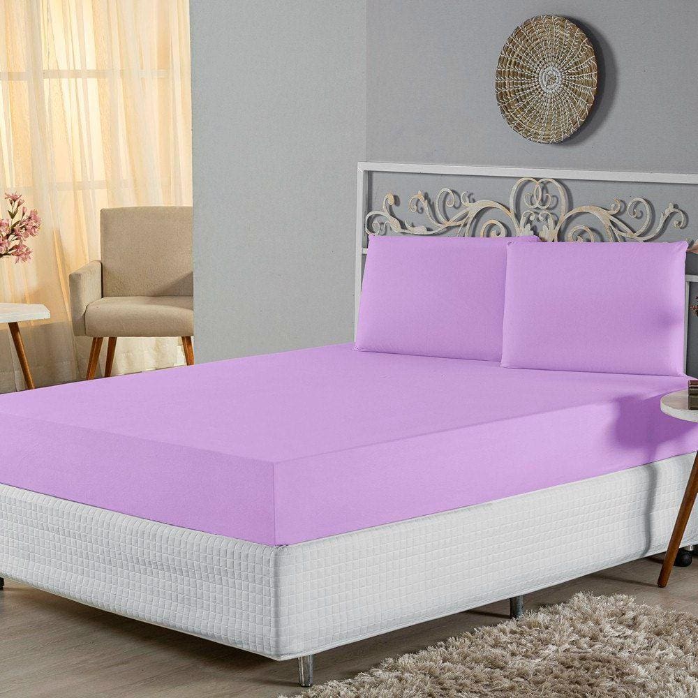 Jogo de Lençol King Malha 100% Algodão 3 Peças - Lilas