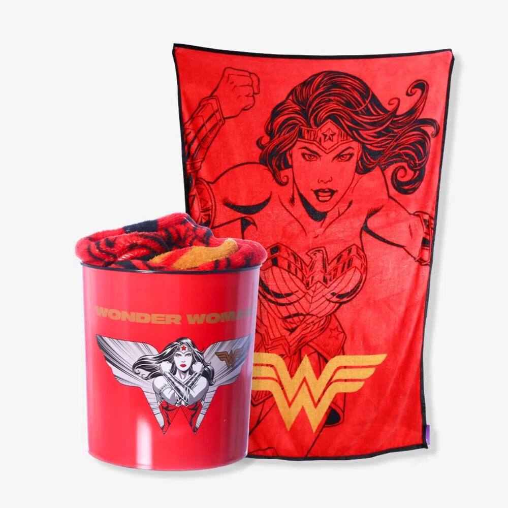 Kit Balde de Pipoca+Manta Mulher Maravilha Princesa Diana DC Comics