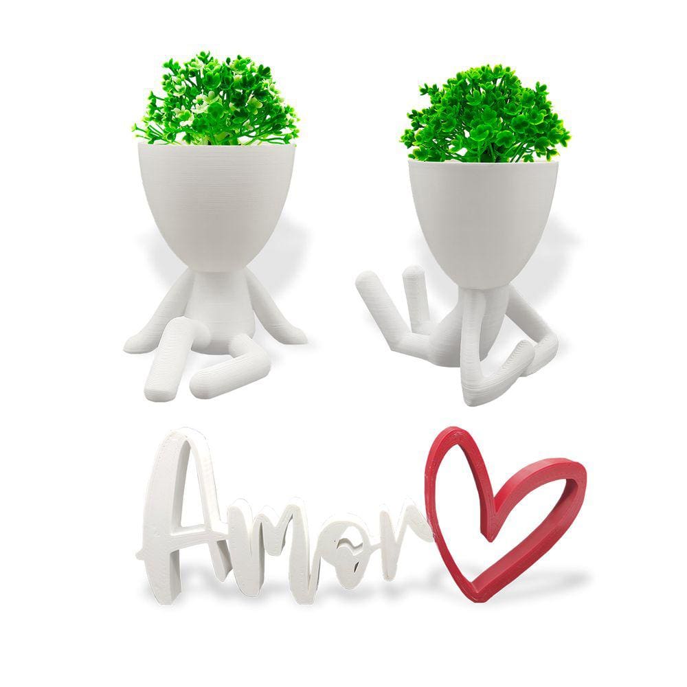 Kit Decoração Criativa Sala Cozinha - Vasos + Plantas + Amor