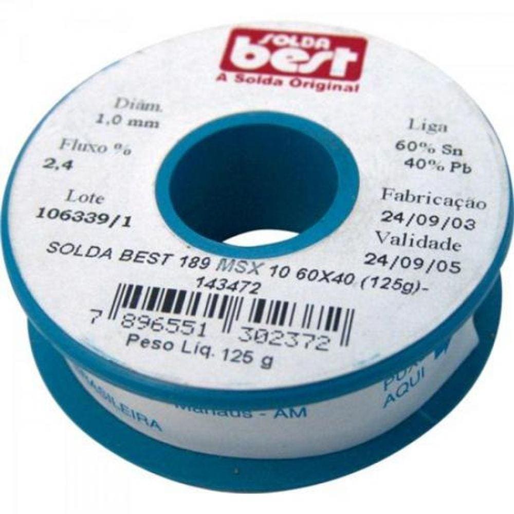Solda em Fio 189-MSX10 60X40 125G AZUL Solda BEST