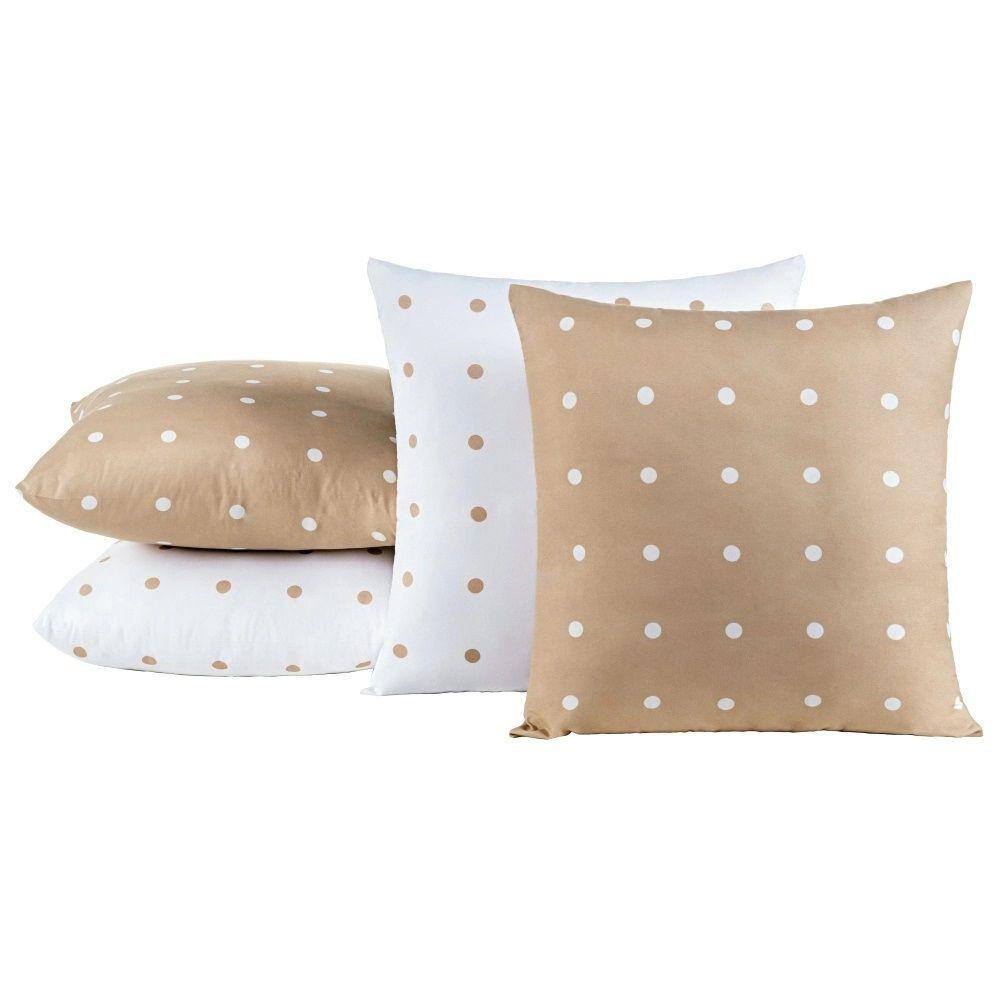 Kit 04 Almofadas Cheias Petit Poa 45cm x 45cm - Caqui