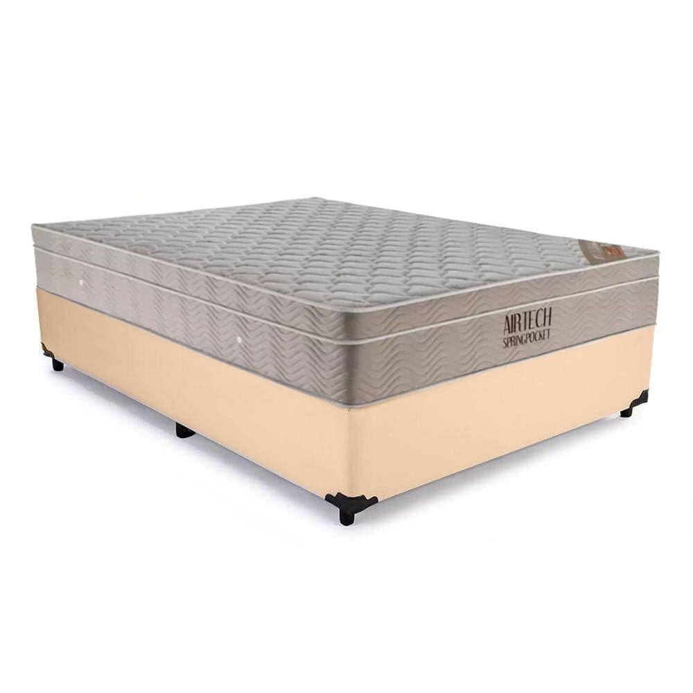 Cama Box Casal Sintético + Colchão Casal Ortobom Airtech Molas Ensacadas 65x138x188