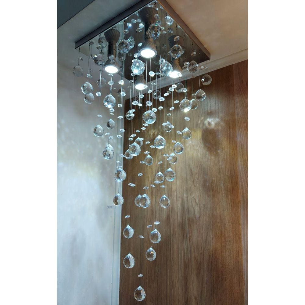 Lustre De Cristal Para Sala/quarto Com Lâmpadas Inclusas
