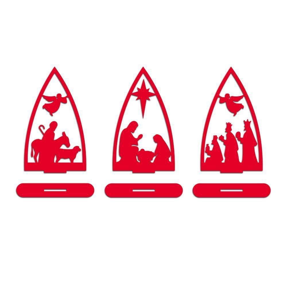 Trio Presépio Natal 9cmx15cm - Cria Arte Laser Vermelho