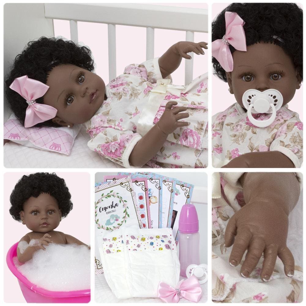 Boneca Bebe Reborn Silicone Girafinha Loira Com Vários Itens - USA Magazine