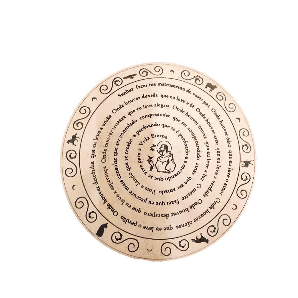 Mandala Oração De São Francisco Mdf 30cm Natural