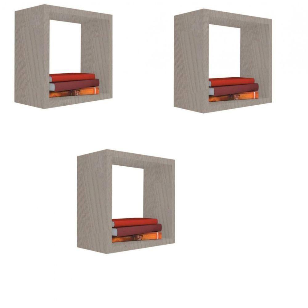 Kit 3 Nicho Decorativo 55x55x15cm Madeirado Mdf