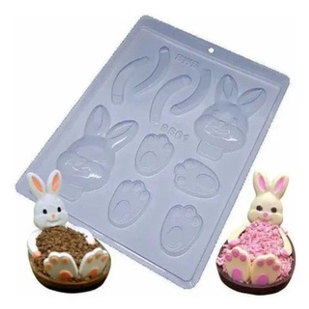 Kit 10 Formas P/ Pascoa Partes Coelho De Chocolate 9861 Bwb
