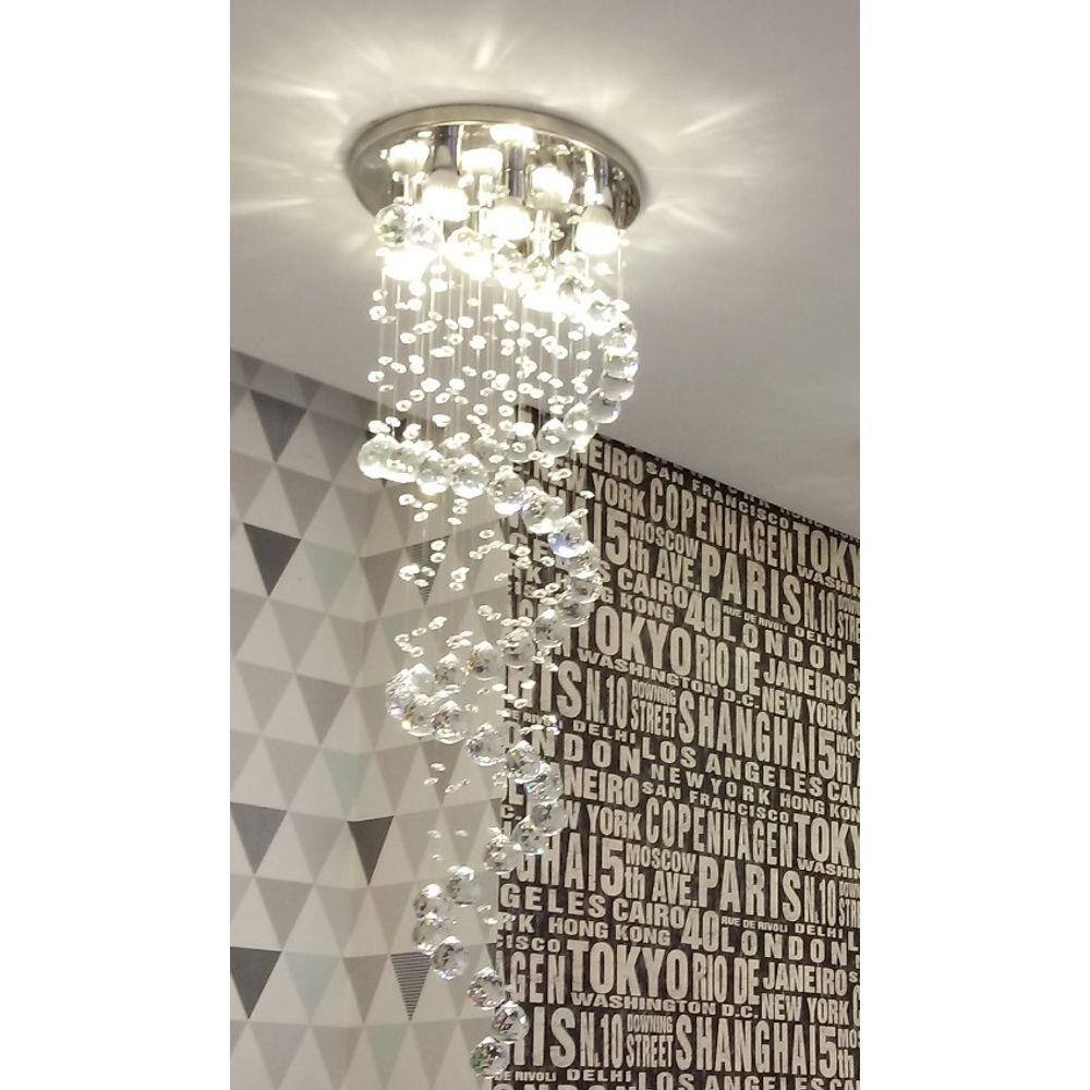 Lustre De Cristal Espiral, Base 40cm Diâmetro