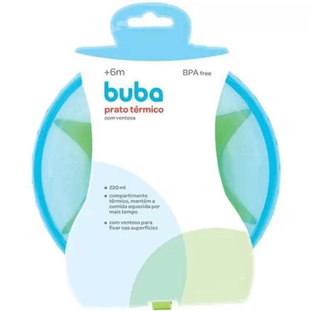 Prato Infantil Azul Térmico Com Ventosa Buba