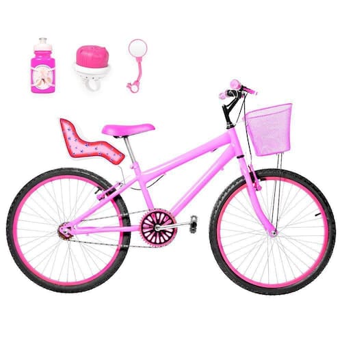 Bicicleta Infantil Aro 24 Alumínio E Cadeirinha Extra