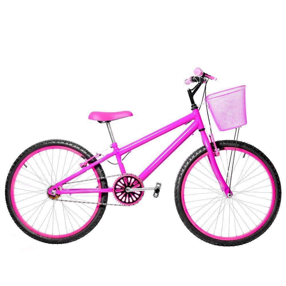 Bicicleta Infantil Feminina Aro 24 Alumínio Colorido Pink
