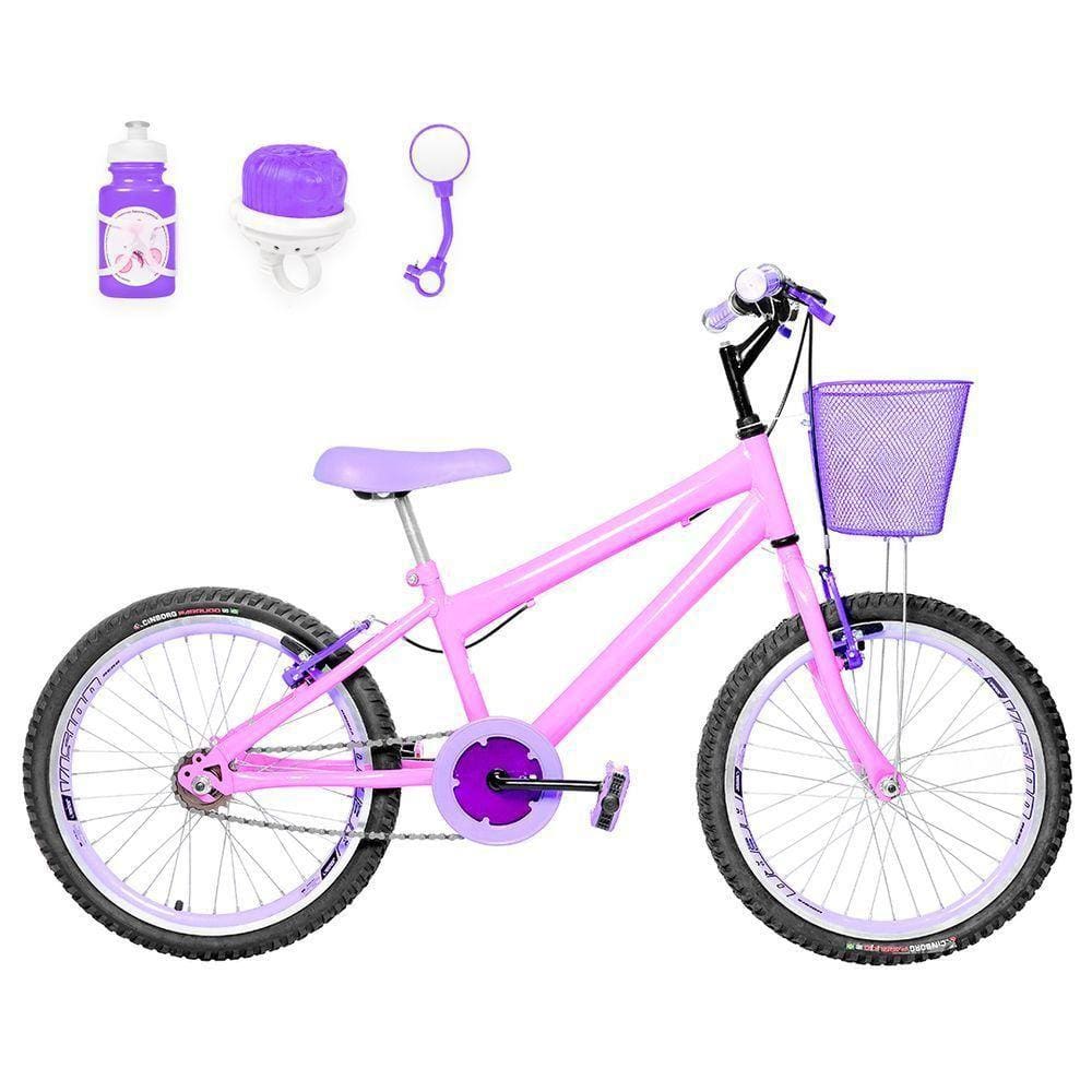 Bicicleta Infantil Aro 20 Aero Rosa e Lilás