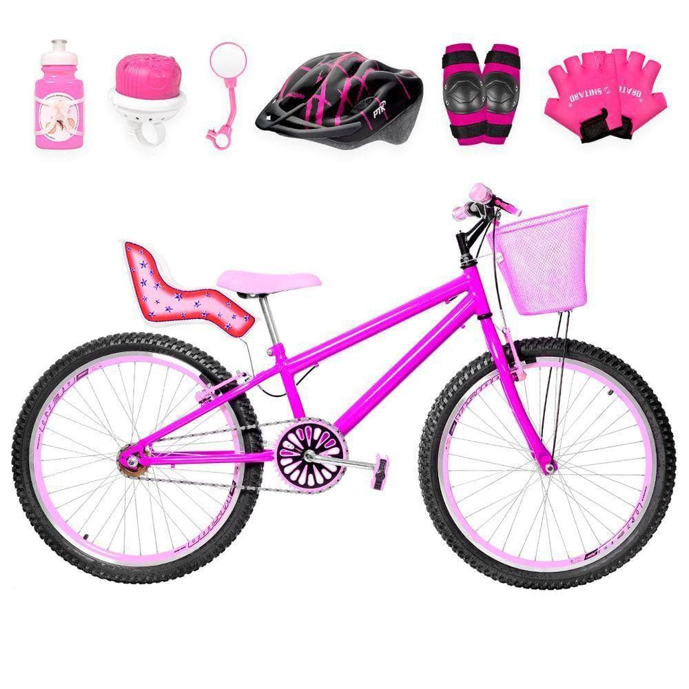 Bicicleta Infantil Aro 24 Aero Kit Premium Pink E Rosa