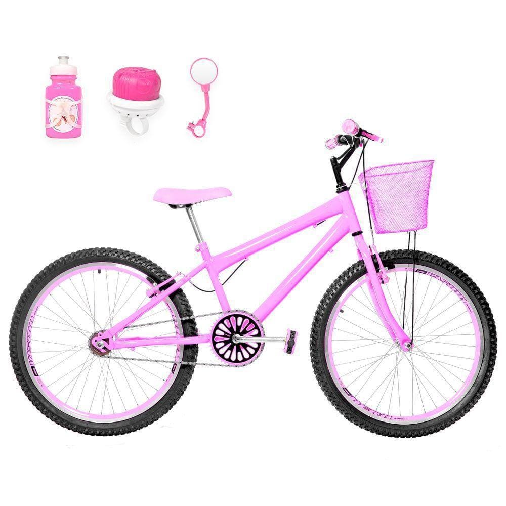 Bicicleta Infantil Feminina Aro 24 Aero Kit Passeio Rosa