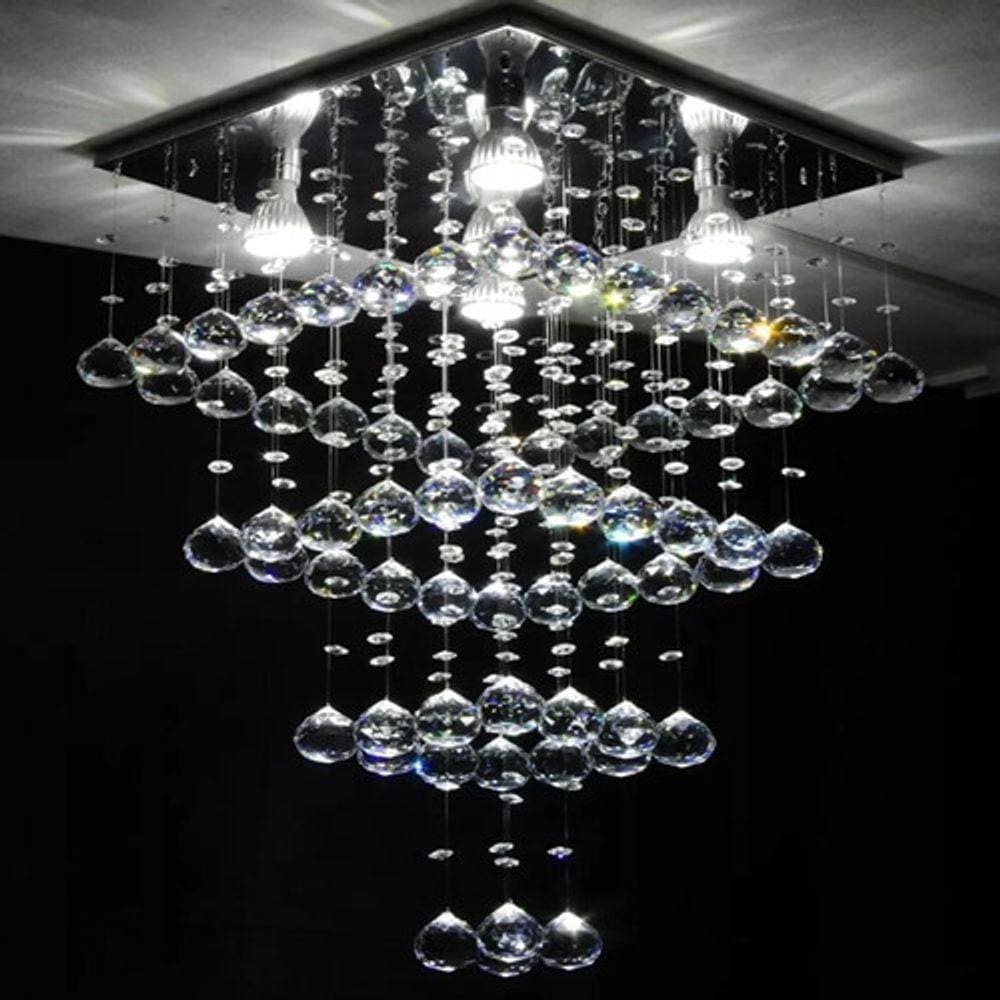Lustre De Cristal Legitimos K9, Base De Inox 38x38cm
