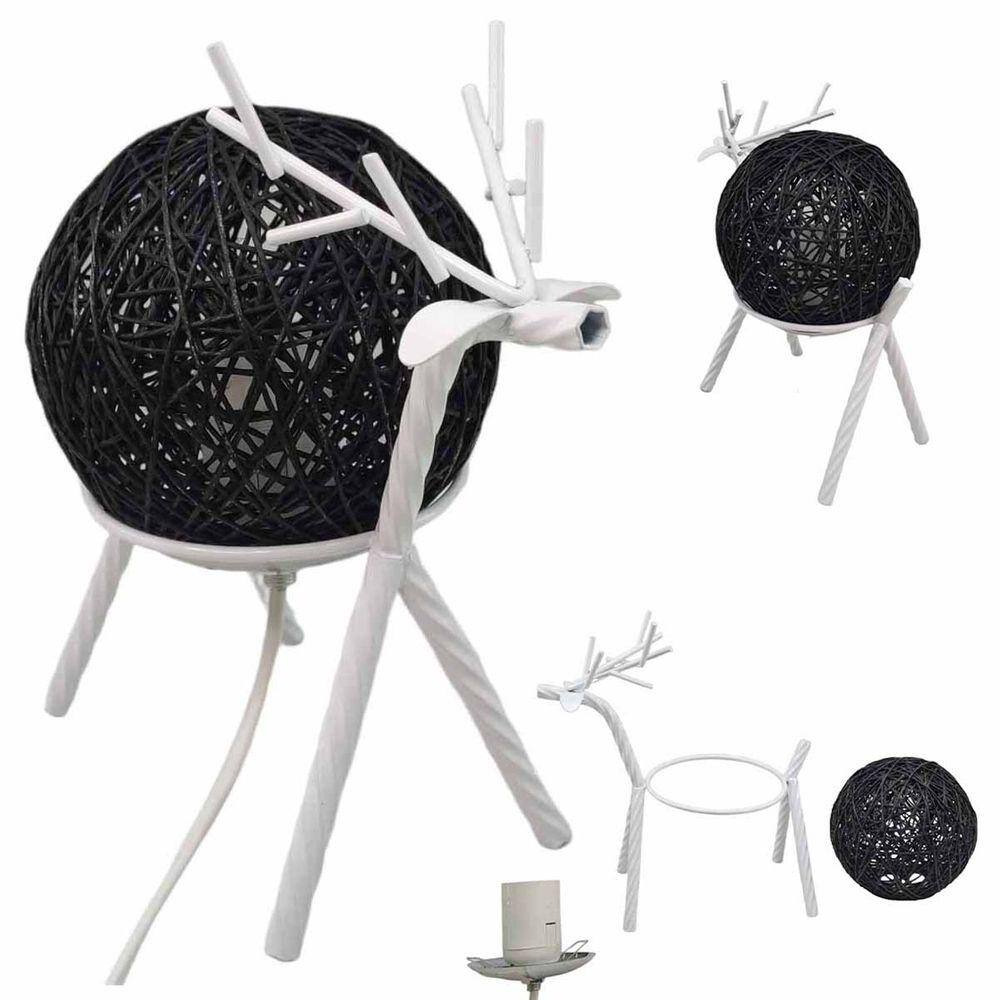 Luminaria Abajur Cervo Rustica Rena Decoraçao Mesa Natal Iluminaçao Sala Quarto Recepçao Loja Hotel Pousada Nordico