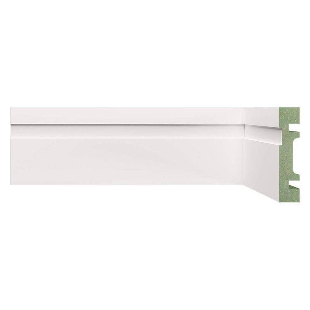 Kit Rodapé de MDF 7cm x 15mm x 2,40m 15 Barras com Friso Resistente a Umidade 702 Moldufama Branco