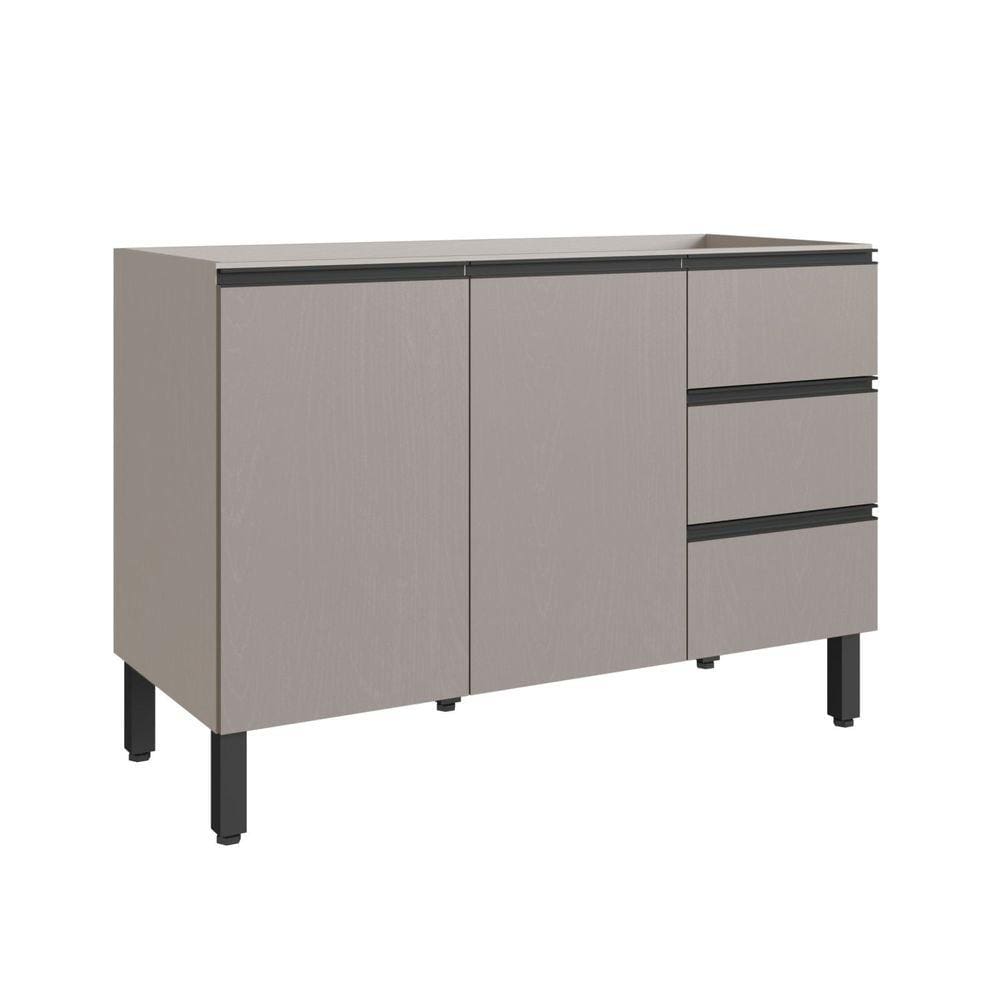 Balcão para Pia 120cm 2 Portas 3 Gavetas Fume