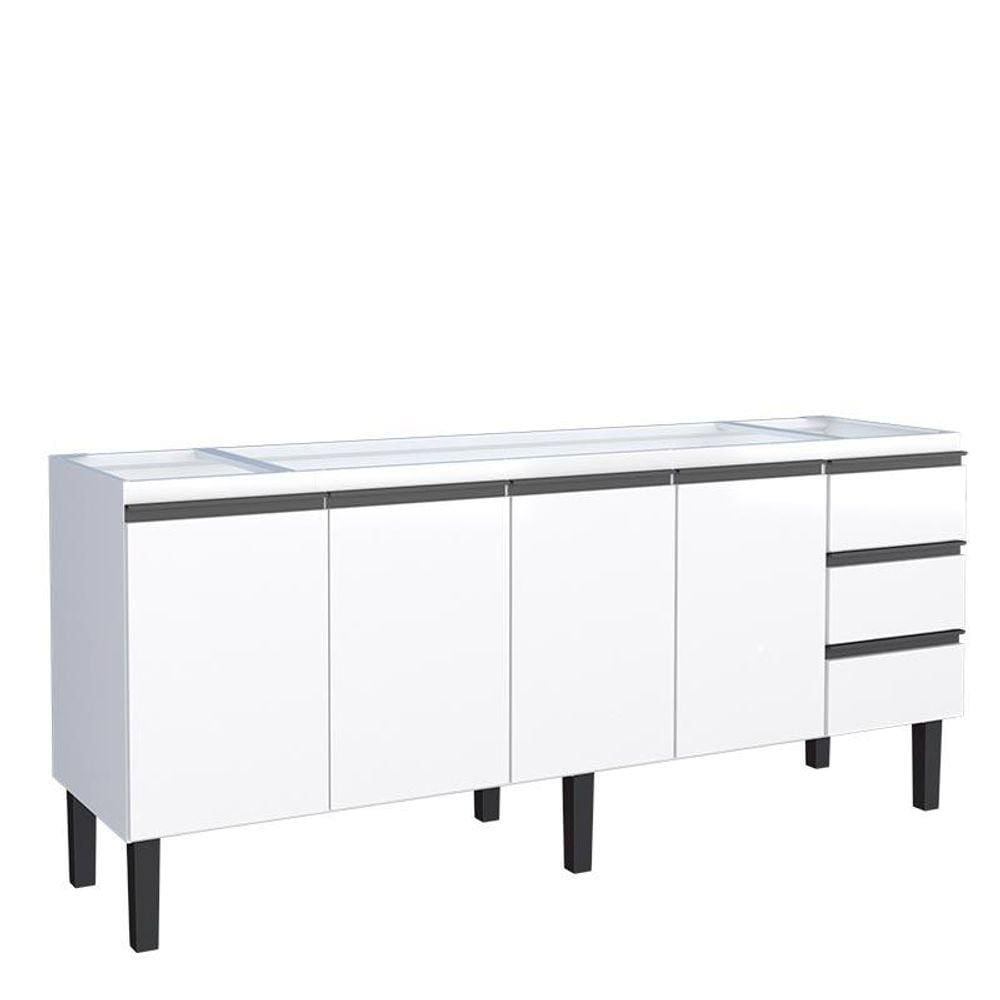 Gabinete de Aço Para Pia 200cm 4 Portas 3 Gavetas Netuno Cozimax Branco